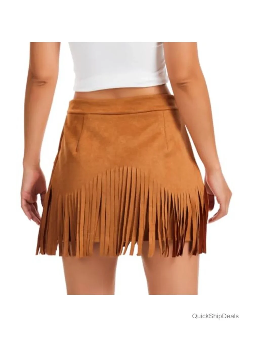 High Waisted Fringe Mini Skirt with Rivets Western Cowgirl